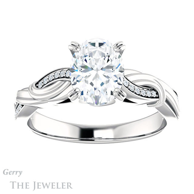 Oval Shaped Forever One Moissanite Engagement Ring #GTJ1146-oval-fo-w