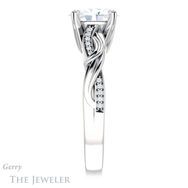 Oval Shaped Forever One Moissanite Engagement Ring #GTJ1146-oval-fo-w 3 Oval Shaped Forever One Moissanite Engagement Ring #GTJ1146-oval-fo-w