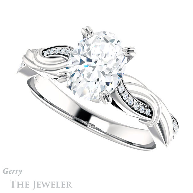 Oval Shaped Forever One Moissanite Engagement Ring #GTJ1146-oval-fo-w 5 Oval Shaped Forever One Moissanite Engagement Ring #GTJ1146-oval-fo-w