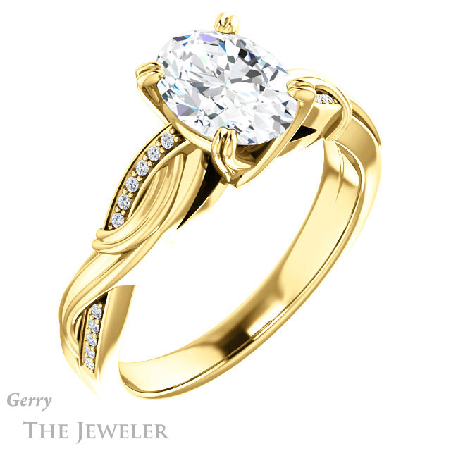 Oval Shaped Forever One Moissanite Engagement Ring #GTJ1146-oval-fo-y