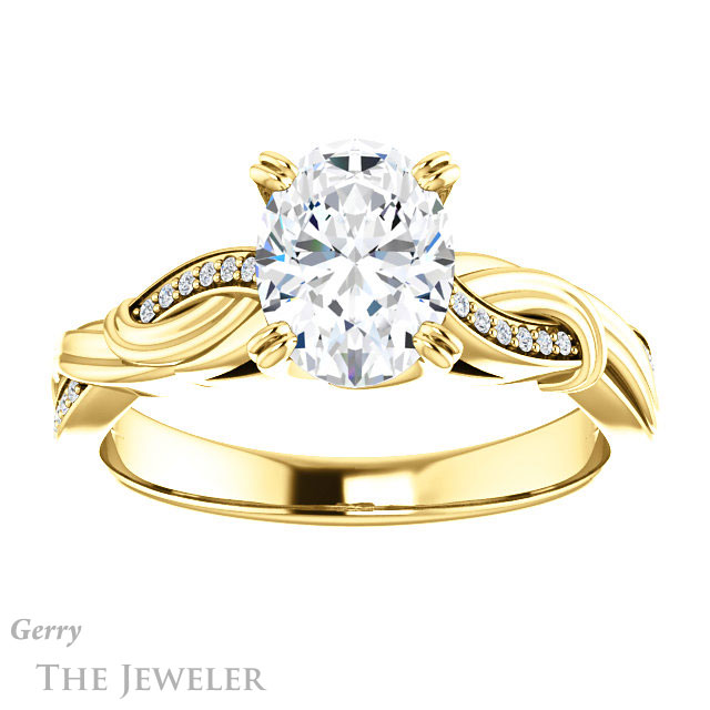 Oval Shaped Forever One Moissanite Engagement Ring #GTJ1146-oval-fo-y