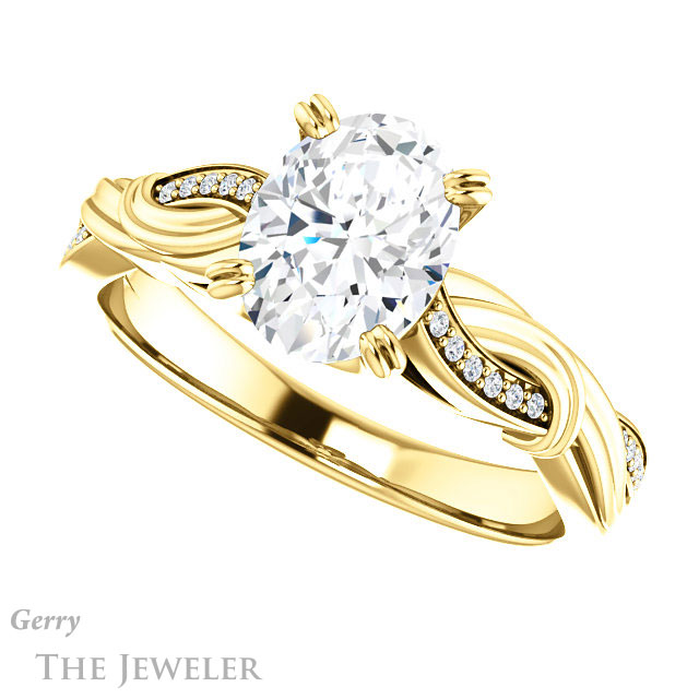 Oval Shaped Forever One Moissanite Engagement Ring #GTJ1146-oval-fo-y