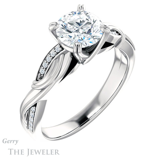 Round Cut Forever One Moissanite Engagement Ring #GTJ1146-round-fo-w 4 Round Cut Forever One Moissanite Engagement Ring #GTJ1146-round-fo-w
