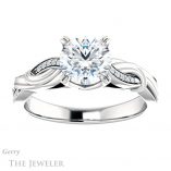 Round Cut Forever One Moissanite Engagement Ring #GTJ1146-round-fo-w 1 Round Cut Forever One Moissanite Engagement Ring #GTJ1146-round-fo-w