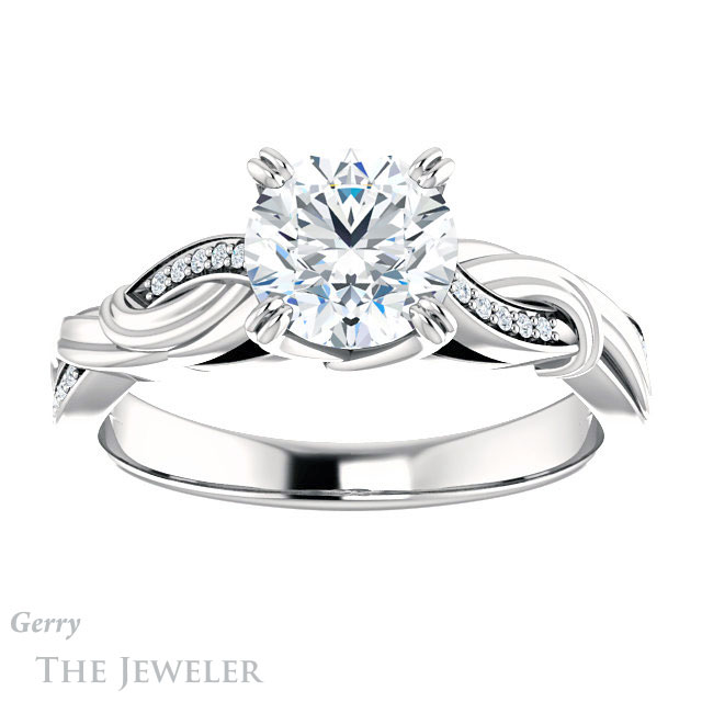 Round Cut Forever One Moissanite Engagement Ring #GTJ1146-round-fo-w 1 Round Cut Forever One Moissanite Engagement Ring #GTJ1146-round-fo-w