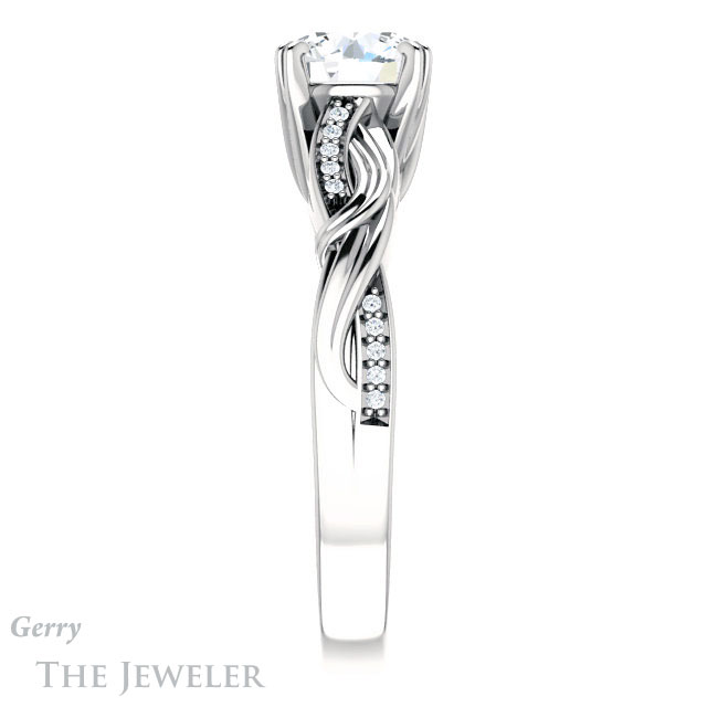 Round Cut Forever One Moissanite Engagement Ring #GTJ1146-round-fo-w 3 Round Cut Forever One Moissanite Engagement Ring #GTJ1146-round-fo-w