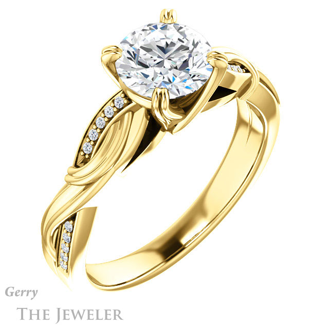 Round Cut Forever One Moissanite Engagement Ring #GTJ1146-round-fo-y 4 Round Cut Forever One Moissanite Engagement Ring #GTJ1146-round-fo-y