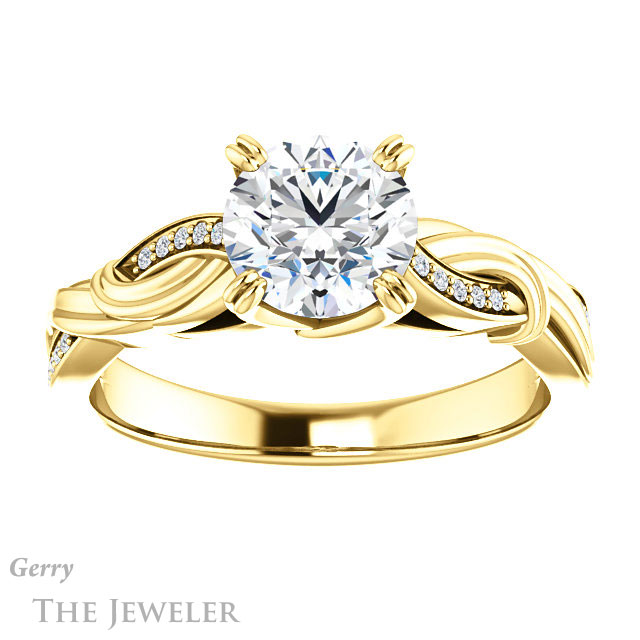 Round Cut Forever One Moissanite Engagement Ring #GTJ1146-round-fo-y 1 Round Cut Forever One Moissanite Engagement Ring #GTJ1146-round-fo-y