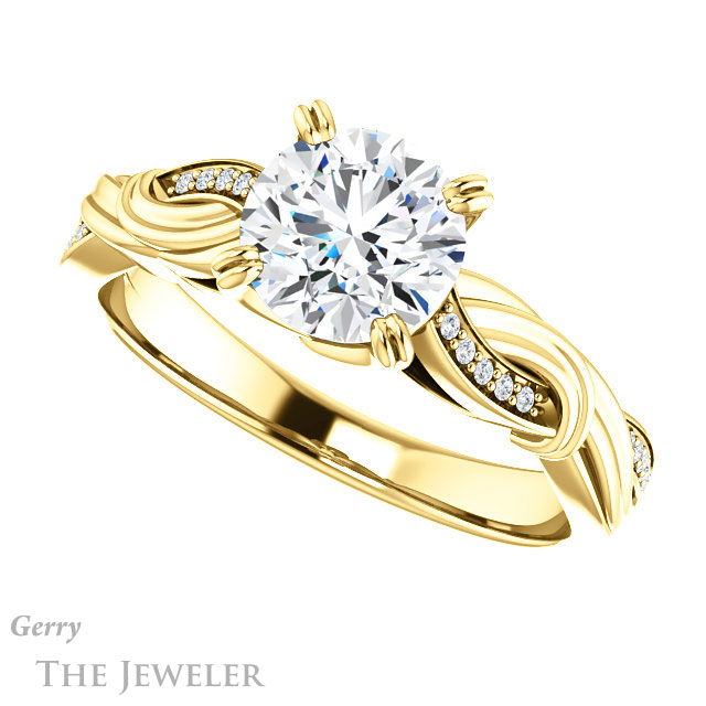 Round Cut Forever One Moissanite Engagement Ring #GTJ1146-round-fo-y 5 Round Cut Forever One Moissanite Engagement Ring #GTJ1146-round-fo-y
