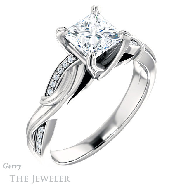 Princess Cut Forever One Moissanite Engagement Ring #GTJ1146-square-fo-w 4 Princess Cut Forever One Moissanite Engagement Ring #GTJ1146-square-fo-w