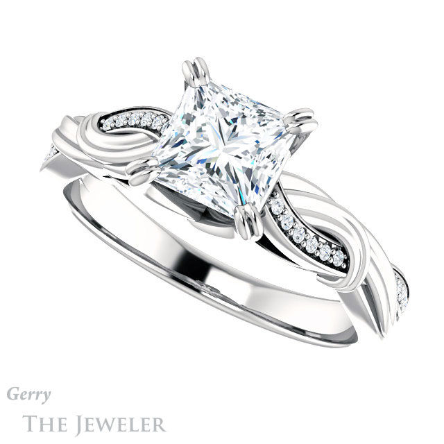 Princess Cut Forever One Moissanite Engagement Ring #GTJ1146-square-fo-w 5 Princess Cut Forever One Moissanite Engagement Ring #GTJ1146-square-fo-w