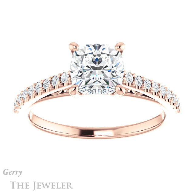 Cushion Cut Forever One Moissanite Engagement Ring #GTJ1148-cushion-fo-r