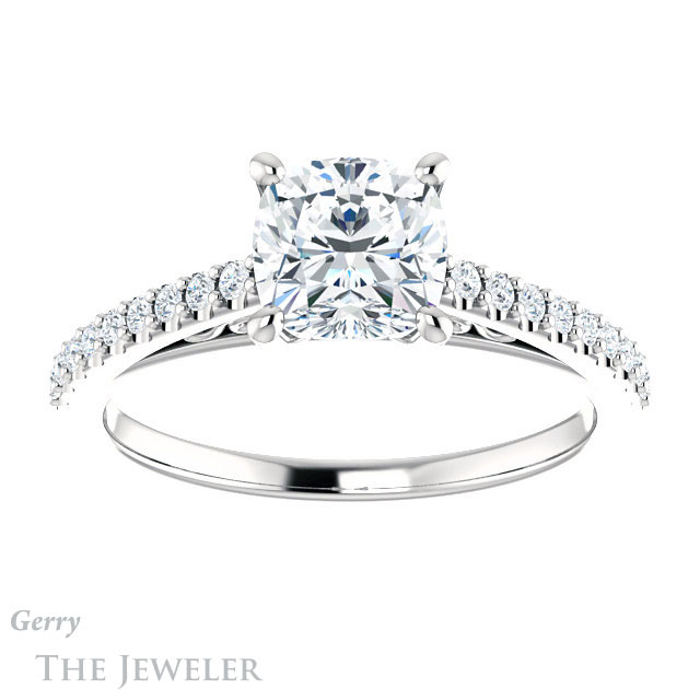 Cushion Cut Forever One Moissanite Engagement Ring #GTJ1148-cushion-fo-w