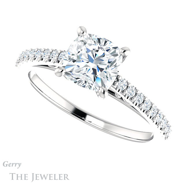 Cushion Cut Forever One Moissanite Engagement Ring #GTJ1148-cushion-fo-w
