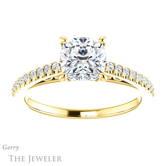 Cushion Cut Forever One Moissanite Engagement Ring #GTJ1148-cushion-fo-y