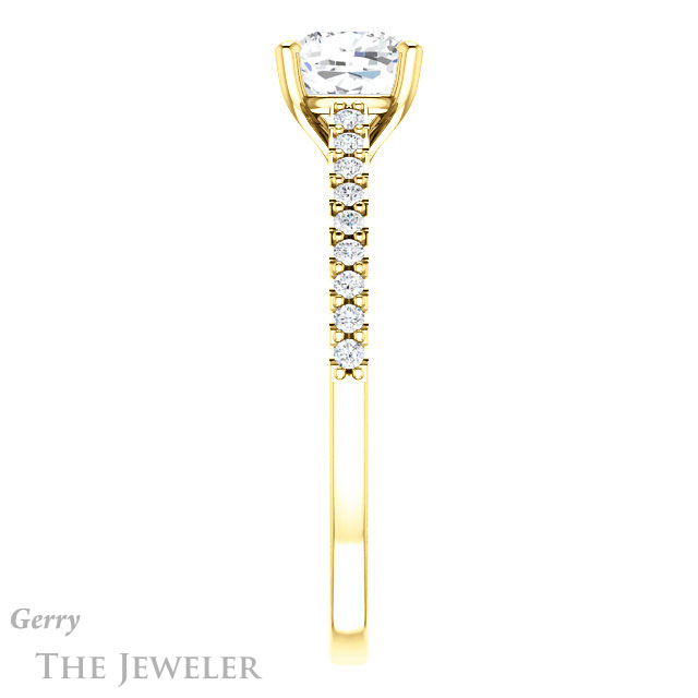 Cushion Cut Forever One Moissanite Engagement Ring #GTJ1148-cushion-fo-y 3 Cushion Cut Forever One Moissanite Engagement Ring #GTJ1148-cushion-fo-y