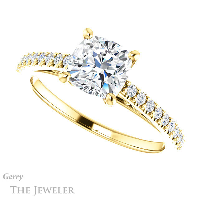 Cushion Cut Forever One Moissanite Engagement Ring #GTJ1148-cushion-fo-y 5 Cushion Cut Forever One Moissanite Engagement Ring #GTJ1148-cushion-fo-y