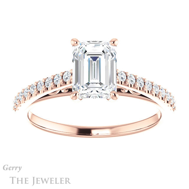 Emerald Cut Forever Brilliant Moissanite Engagement Ring #GTJ1148-emerald-fb-r