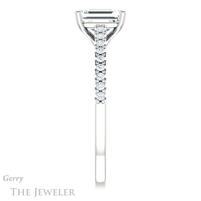 Emerald Cut Forever Brilliant Moissanite Engagement Ring #GTJ1148-emerald-fb-w