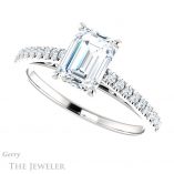 Emerald Cut Forever Brilliant Moissanite Engagement Ring #GTJ1148-emerald-fb-w