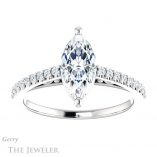 Marquise Cut Forever One Moissanite Engagement Ring #GTJ1148-marquise-fb-w 1 Marquise Cut Forever Brilliant Moissanite Engagement Ring #GTJ1148-marquise-fb-w