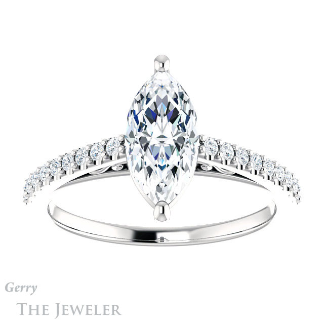 Marquise Cut Forever Brilliant Moissanite Engagement Ring #GTJ1148-marquise-fb-w