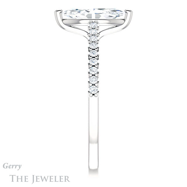 Marquise Cut Forever One Moissanite Engagement Ring #GTJ1148-marquise-fb-w 3 Marquise Cut Forever Brilliant Moissanite Engagement Ring #GTJ1148-marquise-fb-w