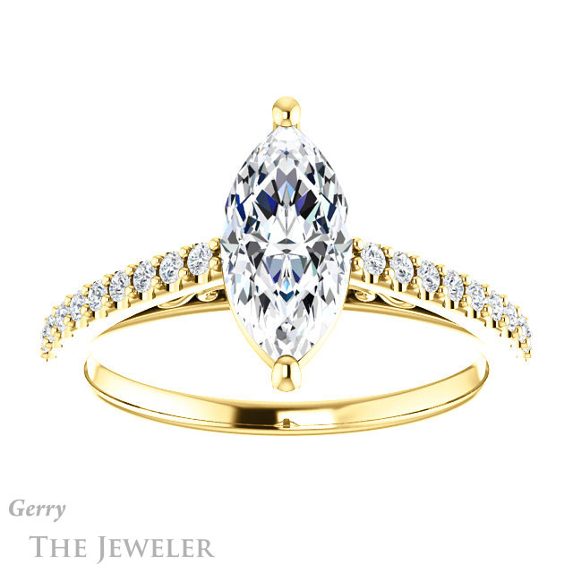 Marquise Cut Forever Brilliant Moissanite Engagement Ring #GTJ1148-marquise-fb-y