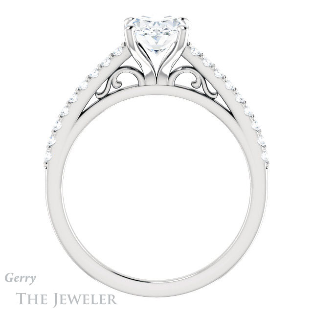 Oval Shaped Forever One Moissanite Engagement Ring #GTJ1148-oval-fo-w