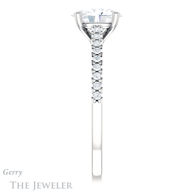 Oval Shaped Forever One Moissanite Engagement Ring #GTJ1148-oval-fo-w