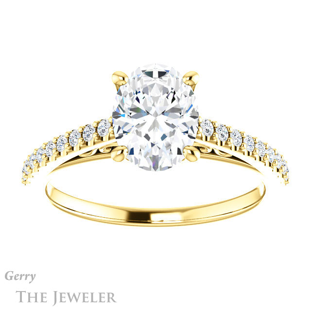 Oval Shaped Forever One Moissanite Engagement Ring #GTJ1148-oval-fo-y 1 Oval Shaped Forever One Moissanite Engagement Ring #GTJ1148-oval-fo-y