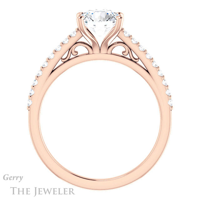 Round Cut Forever One Moissanite Engagement Ring #GTJ1148-round-fo-r
