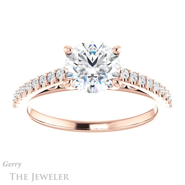 Round Cut Forever One Moissanite Engagement Ring #GTJ1148-round-fo-r