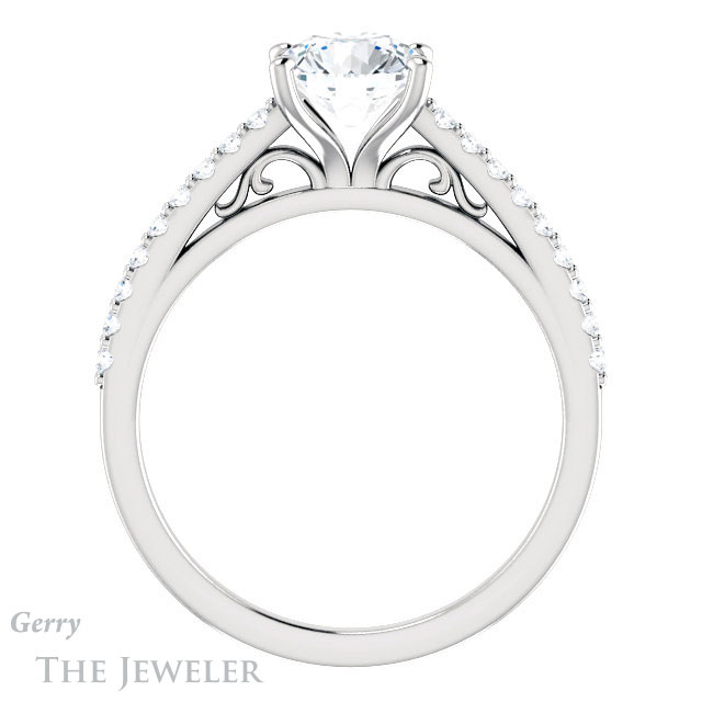 Round Cut Forever One Moissanite Engagement Ring #GTJ1148-round-fo-w 2 Round Cut Forever One Moissanite Engagement Ring #GTJ1148-round-fo-w