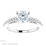 Round Cut Forever One Moissanite Engagement Ring #GTJ1148-round-fo-w 1 Round Cut Forever One Moissanite Engagement Ring #GTJ1148-round-fo-w