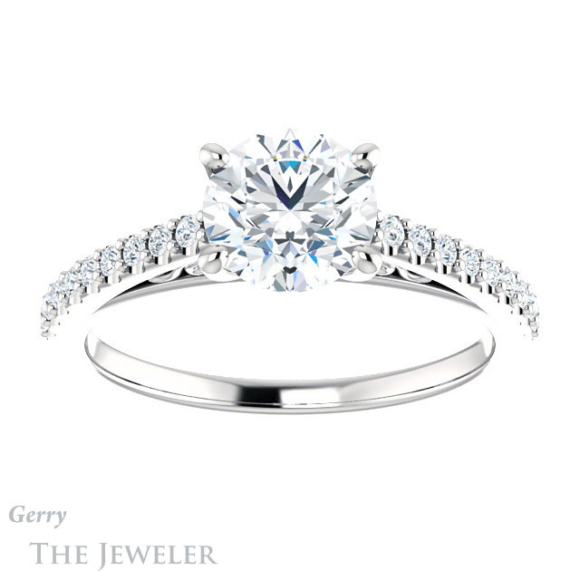 Round Cut Forever One Moissanite Engagement Ring #GTJ1148-round-fo-w 1 Round Cut Forever One Moissanite Engagement Ring #GTJ1148-round-fo-w