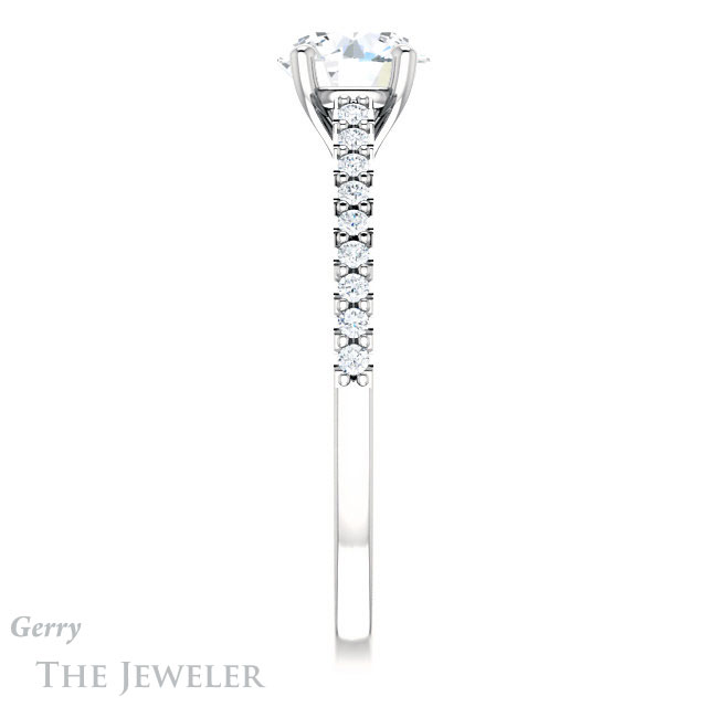 Round Cut Forever One Moissanite Engagement Ring #GTJ1148-round-fo-w 3 Round Cut Forever One Moissanite Engagement Ring #GTJ1148-round-fo-w