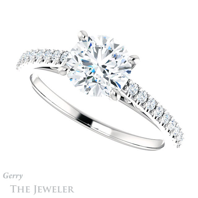 Round Cut Forever One Moissanite Engagement Ring #GTJ1148-round-fo-w 5 Round Cut Forever One Moissanite Engagement Ring #GTJ1148-round-fo-w