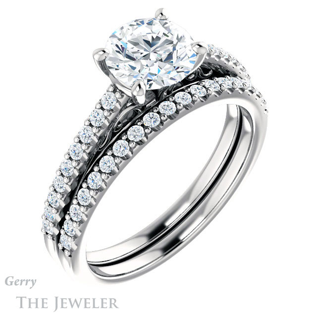 Round Cut Forever One Moissanite Engagement Ring #GTJ1148-round-fo-w 6 Round Cut Forever One Moissanite Engagement Ring #GTJ1148-round-fo-w