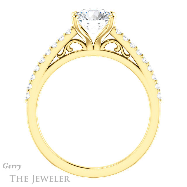 Round Cut Forever One Moissanite Engagement Ring #GTJ1148-round-fo-y