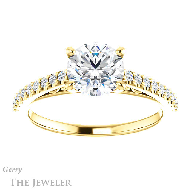 Round Cut Forever One Moissanite Engagement Ring #GTJ1148-round-fo-y