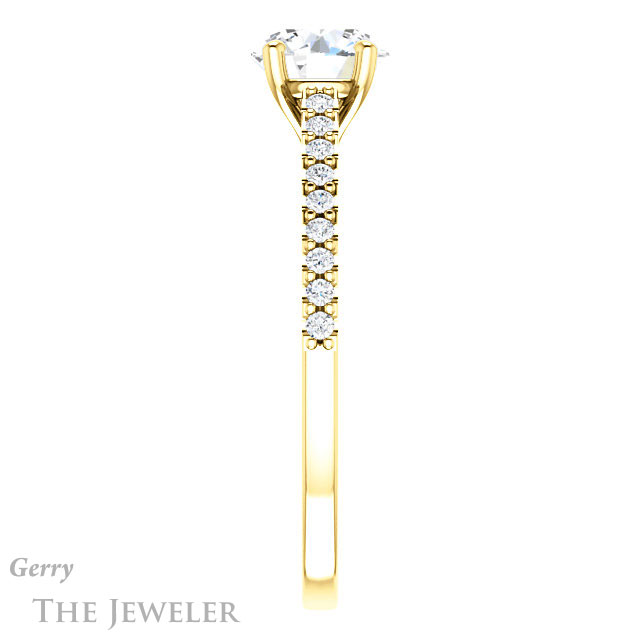 Round Cut Forever One Moissanite Engagement Ring #GTJ1148-round-fo-y