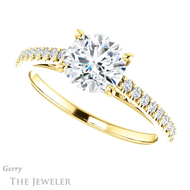 Round Cut Forever One Moissanite Engagement Ring #GTJ1148-round-fo-y