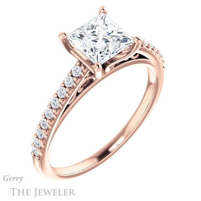 Princess Cut Forever One Moissanite Engagement Ring #GTJ1148-square-fo-r 4 Princess Cut Forever One Moissanite Engagement Ring #GTJ1148-square-fo-r