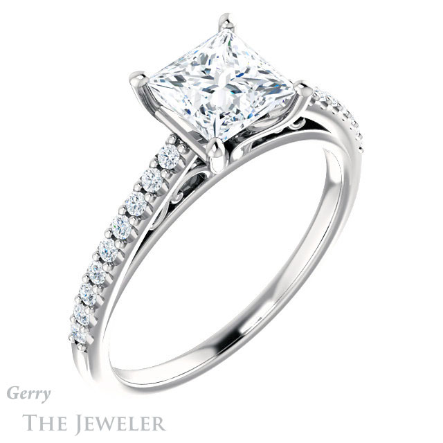 Princess Cut Forever One Moissanite Engagement Ring #GTJ1148-square-fo-w 4 Princess Cut Forever One Moissanite Engagement Ring #GTJ1148-square-fo-w