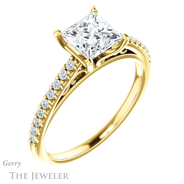 Princess Cut Forever One Moissanite Engagement Ring #GTJ1148-square-fo-y 4 Princess Cut Forever One Moissanite Engagement Ring #GTJ1148-square-fo-y