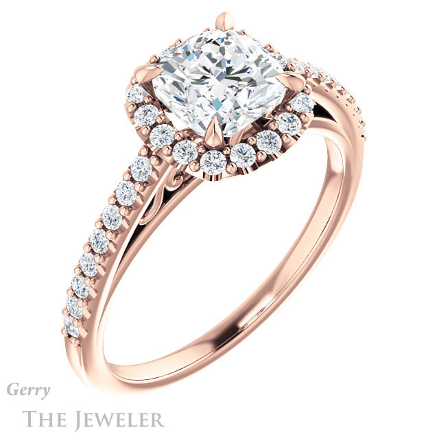 Cushion Cut Forever One Moissanite Engagement Ring #GTJ1149-cushion-fo-r 4 Cushion Cut Forever One Moissanite Engagement Ring #GTJ1149-cushion-fo-r
