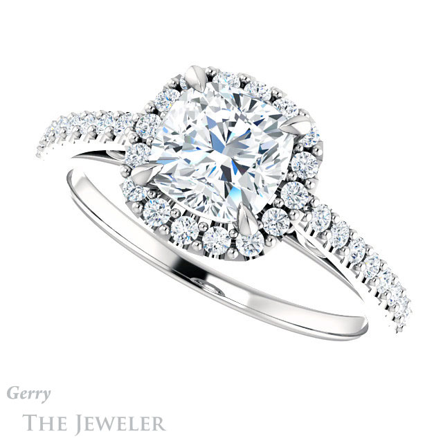 Cushion Cut Forever One Moissanite Engagement Ring #GTJ1149-cushion-fo-w