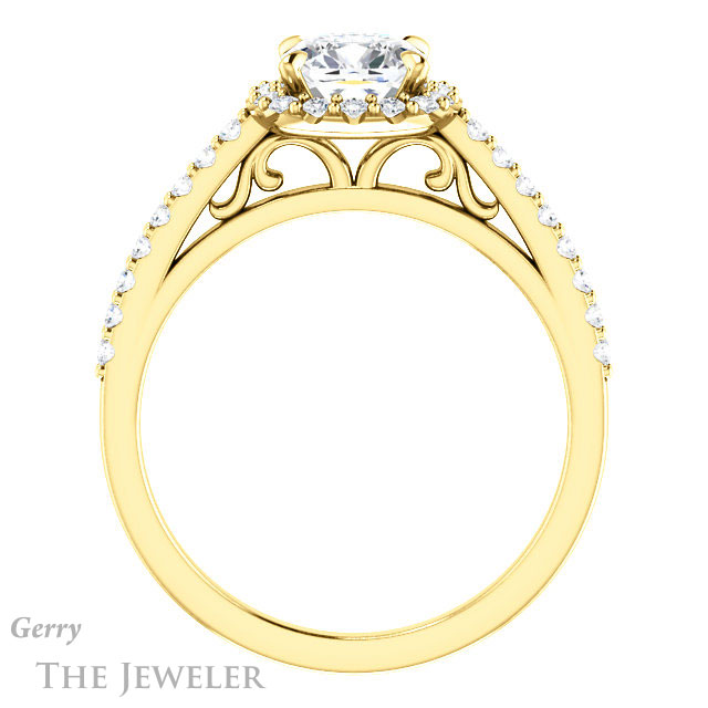 Cushion Cut Forever One Moissanite Engagement Ring #GTJ1149-cushion-fo-y 2 Cushion Cut Forever One Moissanite Engagement Ring #GTJ1149-cushion-fo-y