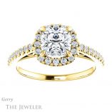 Cushion Cut Forever One Moissanite Engagement Ring #GTJ1149-cushion-fo-y 1 Cushion Cut Forever One Moissanite Engagement Ring #GTJ1149-cushion-fo-y